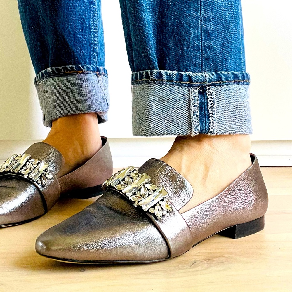 Karl Lagerfeld Metallic Loafers with Embellishments